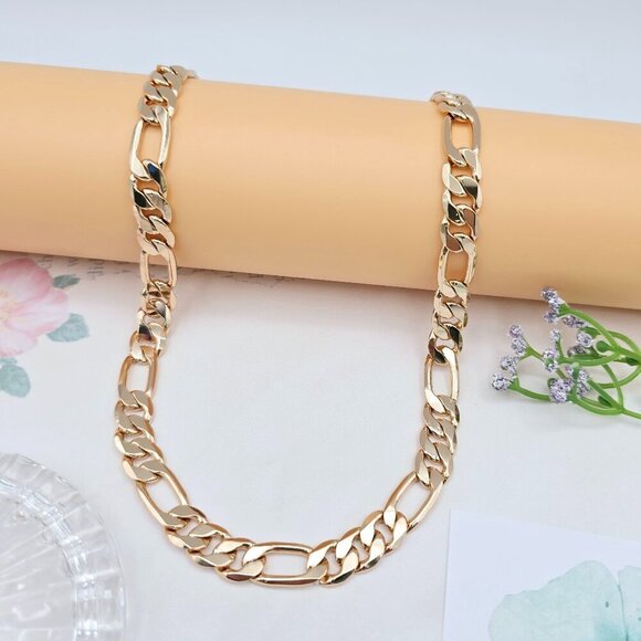 Bold Rose Gold Cuban Link Chain Necklace, 19.7 Inch Luxe Design, XPNL0031 - Picture 1 of 12